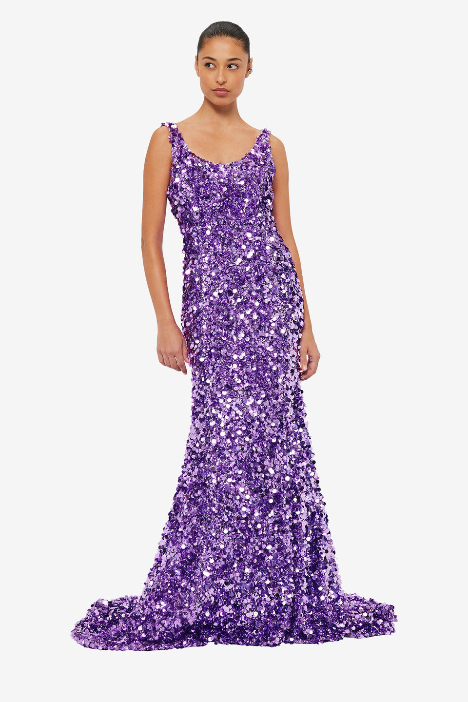 Exclusive LEO LIN Adeline Sequin Low Back Gown - Lavender