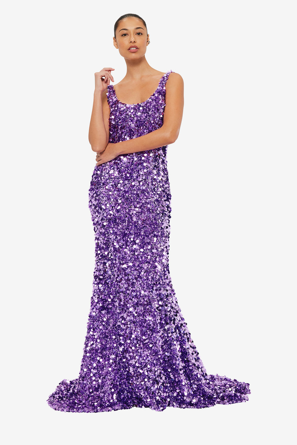 Exclusive LEO LIN Adeline Sequin Low Back Gown - Lavender