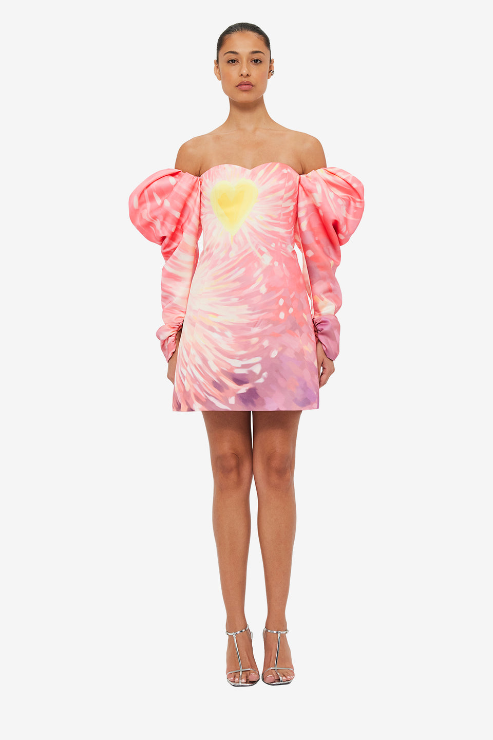 Exclusive LEO LIN Gemma Off Shoulder Bustier Mini Dress - Afterglow Print