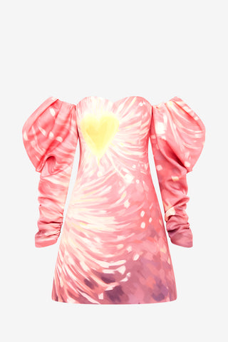 Exclusive LEO LIN Gemma Off Shoulder Bustier Mini Dress - Afterglow Print