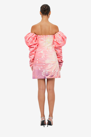 Exclusive LEO LIN Gemma Off Shoulder Bustier Mini Dress - Afterglow Print