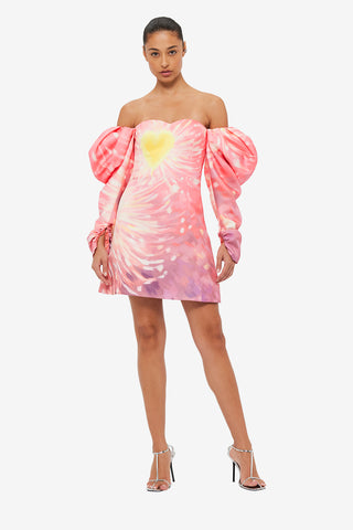 Exclusive LEO LIN Gemma Off Shoulder Bustier Mini Dress - Afterglow Print