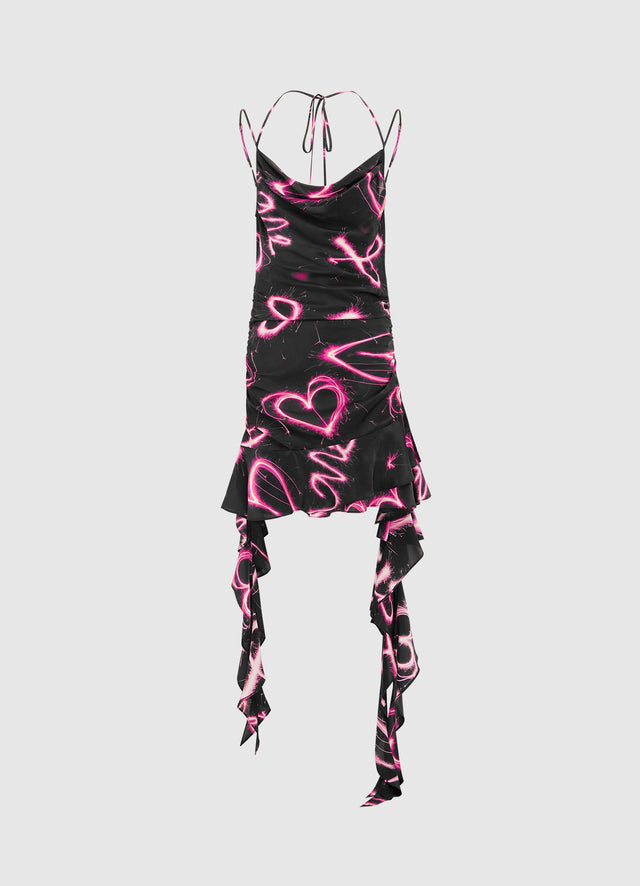 Exclusive Leo Lin Alba Mini Dress - Neon Heart Print