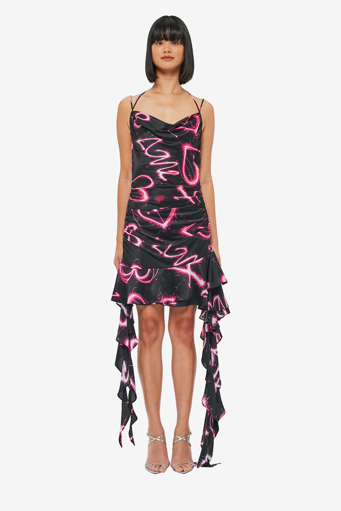Exclusive LEO LIN Alba Mini Dress - Neon Heart Print