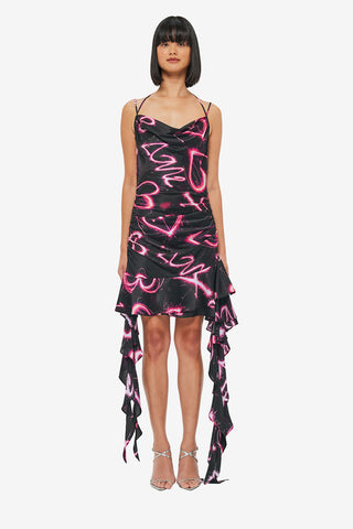 Exclusive LEO LIN Alba Mini Dress - Neon Heart Print