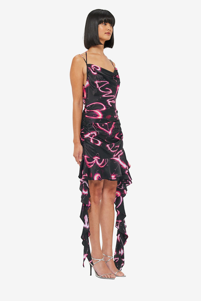 Exclusive LEO LIN Alba Mini Dress - Neon Heart Print