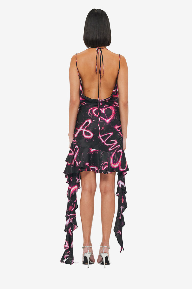 Exclusive LEO LIN Alba Mini Dress - Neon Heart Print