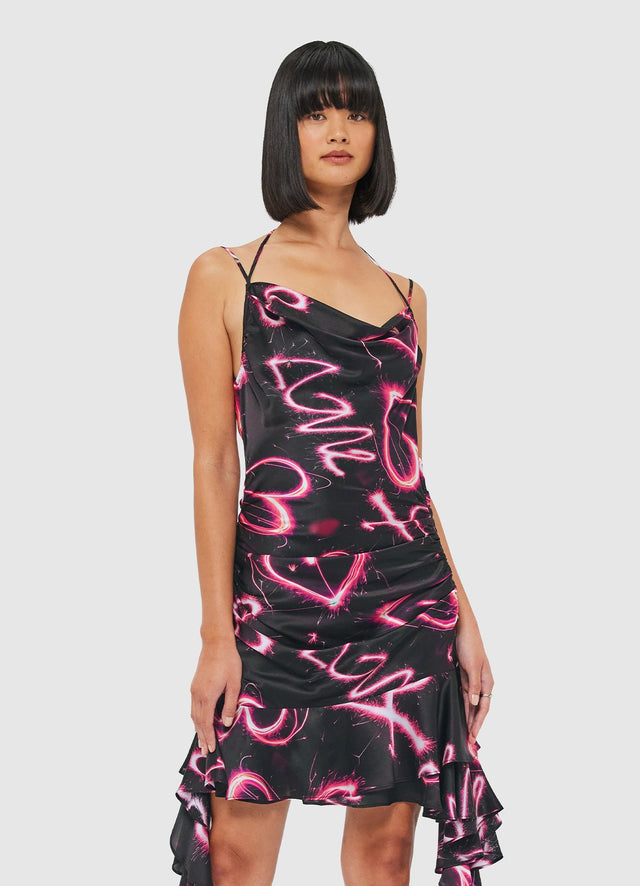 Exclusive Leo Lin Alba Mini Dress - Neon Heart Print