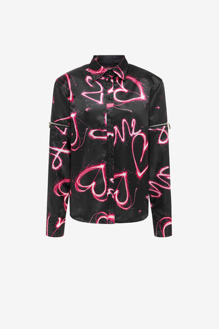 Exclusive LEO LIN Irina Blouse - Neon Heart Print