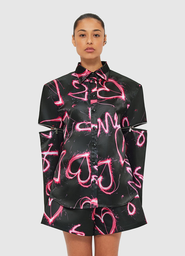 Exclusive Leo Lin Irina Blouse - Neon Heart Print