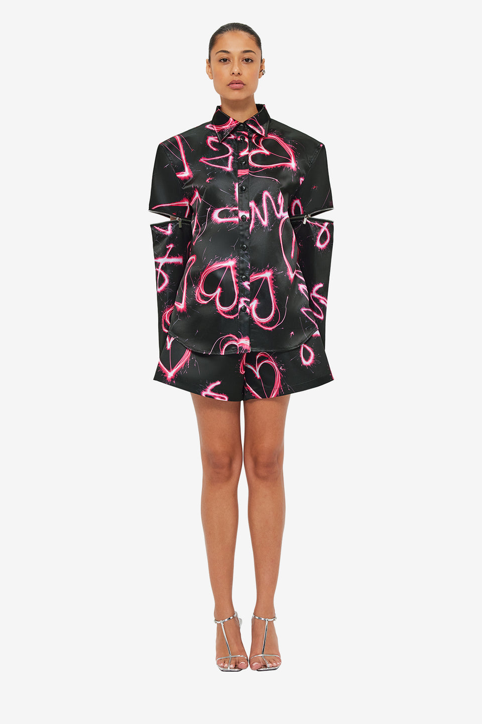 Exclusive LEO LIN Irina Blouse - Neon Heart Print