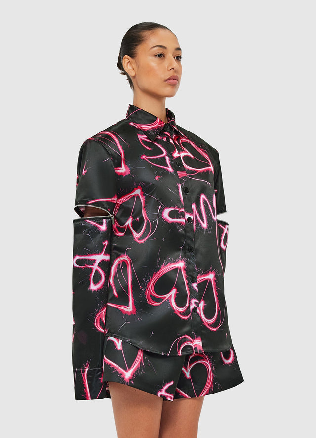 Exclusive Leo Lin Irina Blouse - Neon Heart Print