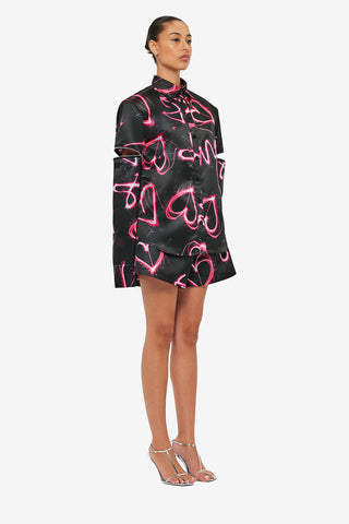 Exclusive LEO LIN Irina Blouse - Neon Heart Print