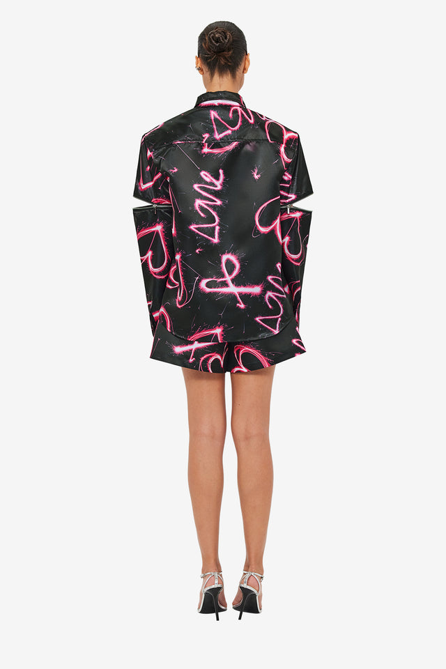 Exclusive LEO LIN Irina Blouse - Neon Heart Print