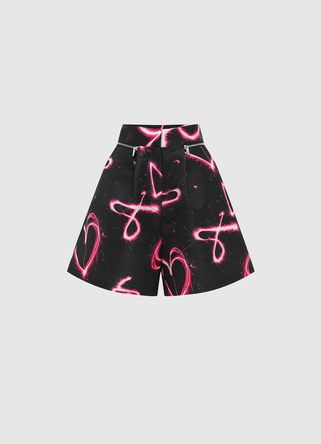 Exclusive Leo Lin Winnie Shorts - Neon Heart Print