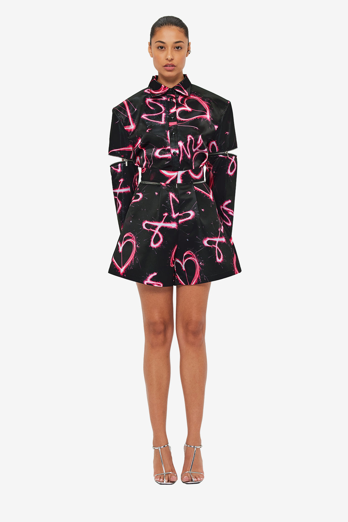 Exclusive LEO LIN Winnie Shorts - Neon Heart Print