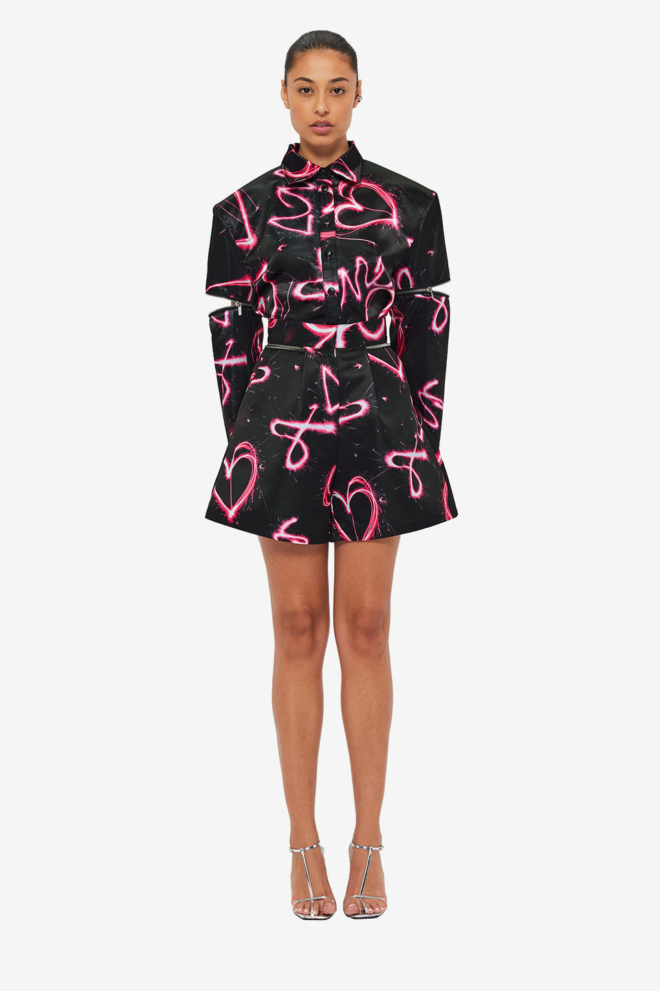 Exclusive LEO LIN Winnie Shorts - Neon Heart Print