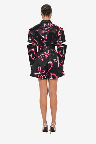 Exclusive LEO LIN Winnie Shorts - Neon Heart Print