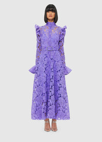 Exclusive Leo Lin Aliyah Lace Butterfly Sleeve Midi Dress - Lavender