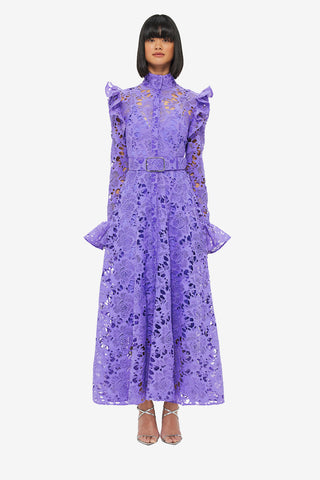 Exclusive LEO LIN Aliyah Lace Butterfly Sleeve Midi Dress - Lavender