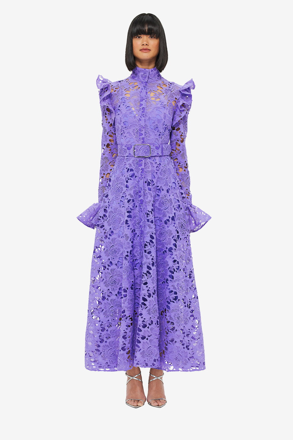 Exclusive LEO LIN Aliyah Lace Butterfly Sleeve Midi Dress - Lavender