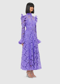 Exclusive Leo Lin Aliyah Lace Butterfly Sleeve Midi Dress - Lavender