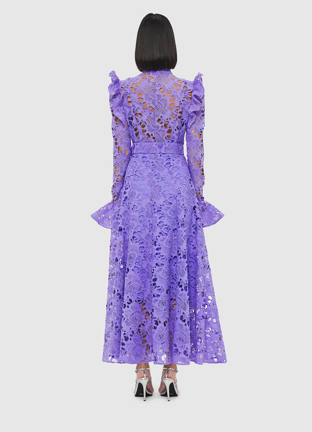 Exclusive Leo Lin Aliyah Lace Butterfly Sleeve Midi Dress - Lavender