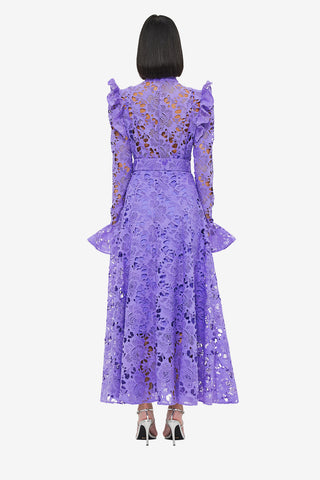 Exclusive LEO LIN Aliyah Lace Butterfly Sleeve Midi Dress - Lavender