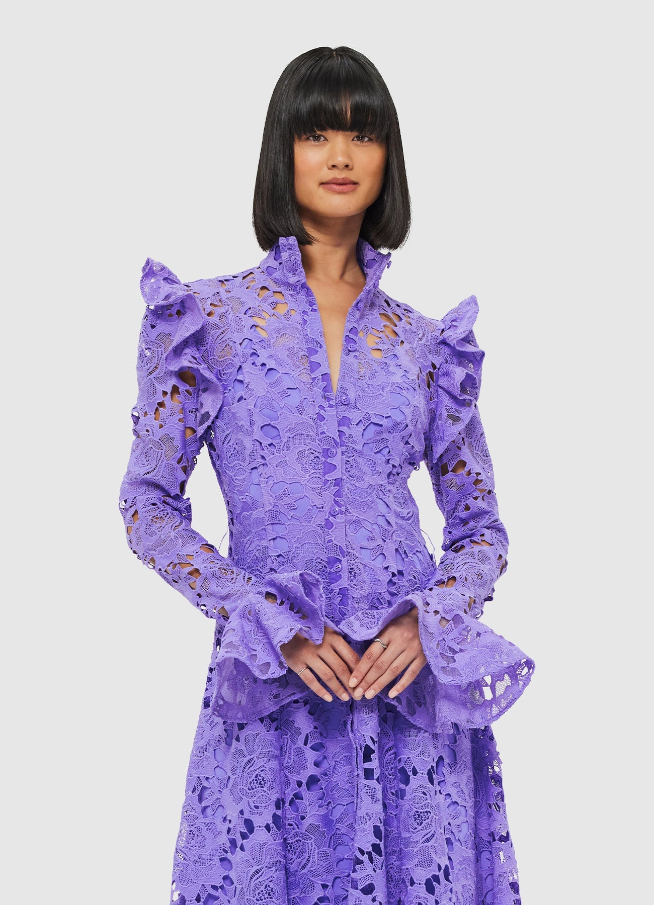 Aliyah Lace Butterfly Sleeve Midi Dress Lavender LEO LIN