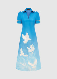 Exclusive Leo Lin Nadine Shirt Midi Dress - Aerial Print