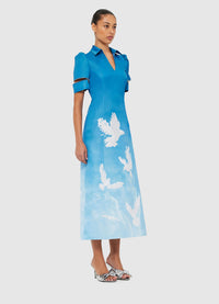 Exclusive Leo Lin Nadine Shirt Midi Dress - Aerial Print