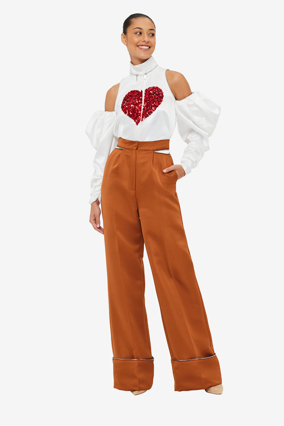 Exclusive LEO LIN Ellis Wide Leg Pants - Toffee