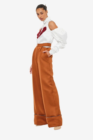 Exclusive LEO LIN Ellis Wide Leg Pants - Toffee
