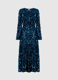 Exclusive Leo Lin Kylie Sequin Open Back Maxi Dress - Midnight Blue