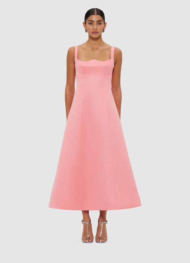 Exclusive Leo Lin Odette Midi Dress - Strawberry Pink