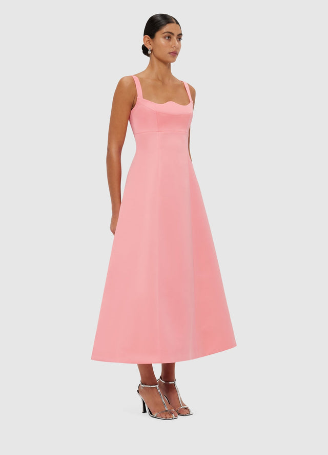 Exclusive Leo Lin Odette Midi Dress - Strawberry Pink