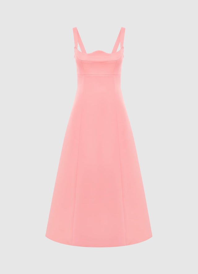 Exclusive Leo Lin Odette Midi Dress - Strawberry Pink