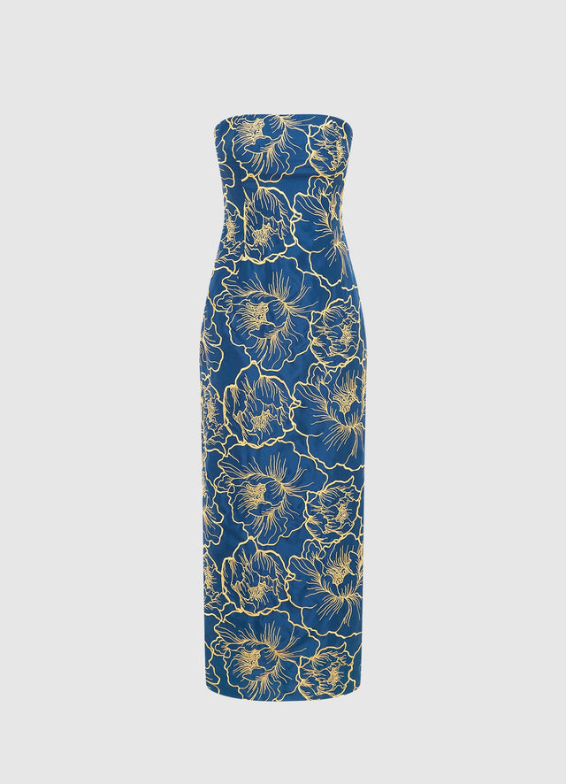 Exclusive Leo Lin Rayna Bustier Maxi Dress - Marine Blue