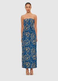 Exclusive Leo Lin Rayna Bustier Maxi Dress - Marine Blue