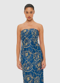 Exclusive Leo Lin Rayna Bustier Maxi Dress - Marine Blue