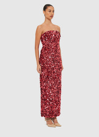 Exclusive Leo Lin Rayna Sequin Bustier Maxi Dress - Mulberry