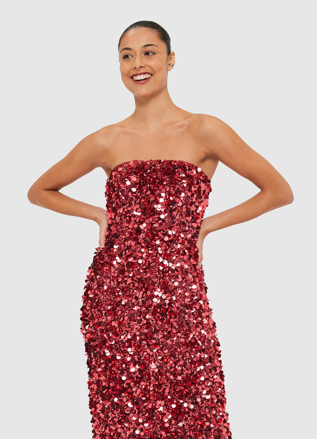 Exclusive Leo Lin Rayna Sequin Bustier Maxi Dress - Mulberry