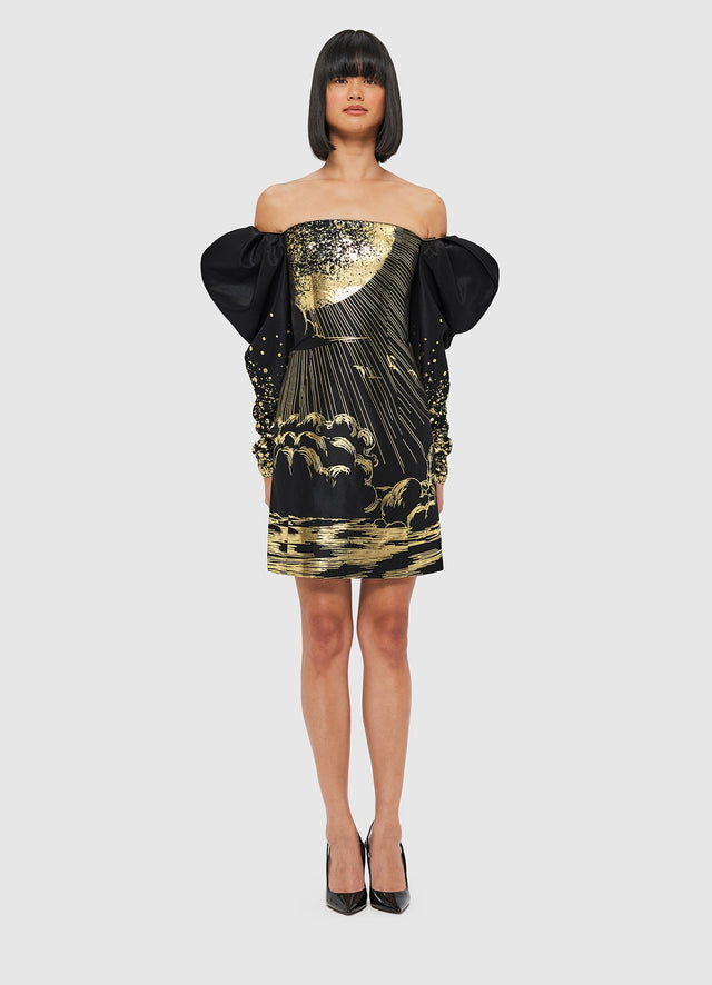 Exclusive Leo Lin Gillian Off Shoulder Bustier Mini Dress - Moonlight Print