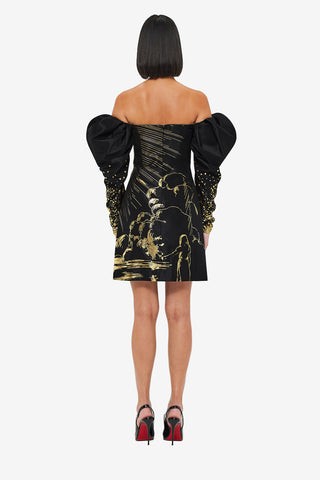 Exclusive LEO LIN Gillian Off Shoulder Bustier Mini Dress - Moonlight Print