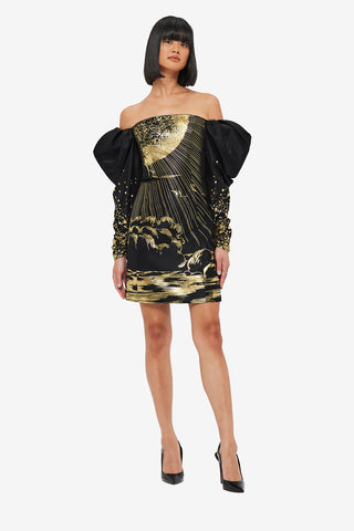 Exclusive LEO LIN Gillian Off Shoulder Bustier Mini Dress - Moonlight Print