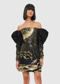 Exclusive Leo Lin Gillian Off Shoulder Bustier Mini Dress - Moonlight Print