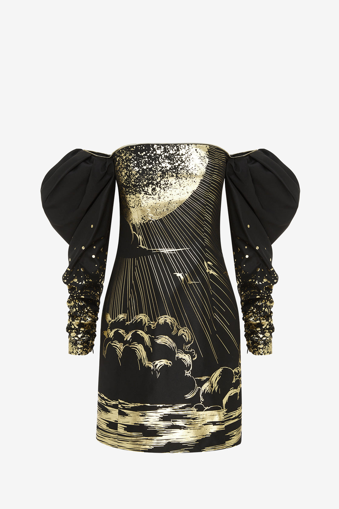 Exclusive LEO LIN Gillian Off Shoulder Bustier Mini Dress - Moonlight Print