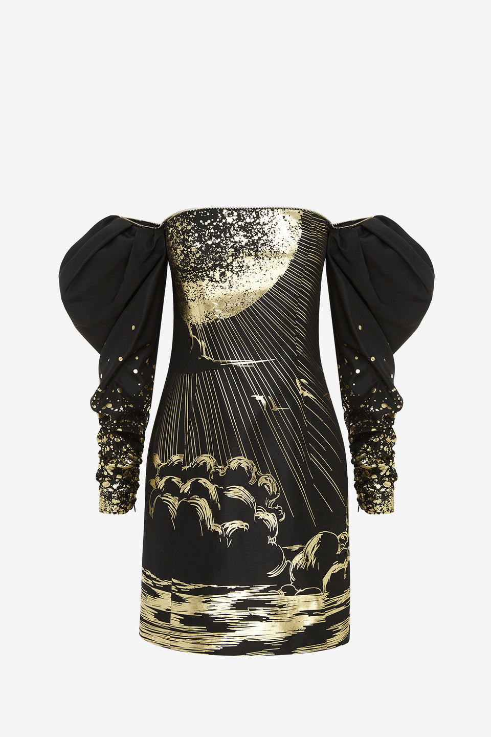 Exclusive LEO LIN Gillian Off Shoulder Bustier Mini Dress - Moonlight Print