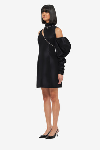 Exclusive LEO LIN Beau One Shoulder Mini Dress - Ebony