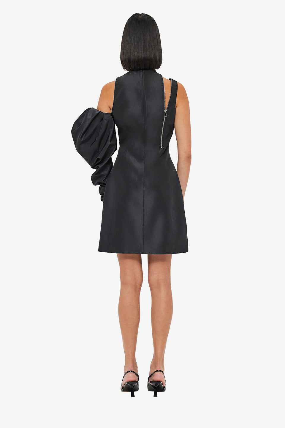 Exclusive LEO LIN Beau One Shoulder Mini Dress - Ebony